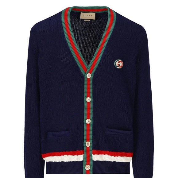NEW GUCCI Midnight blue cotton cardigan